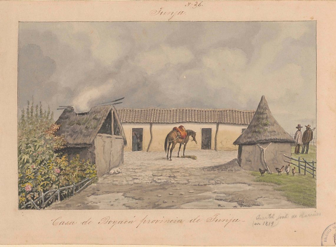 Lámina de la comisión corográfica de la casa de Boyacá, cuartel General de reunión en 1819, por la provincia de Tunja, hecha por Carmelo Fernández