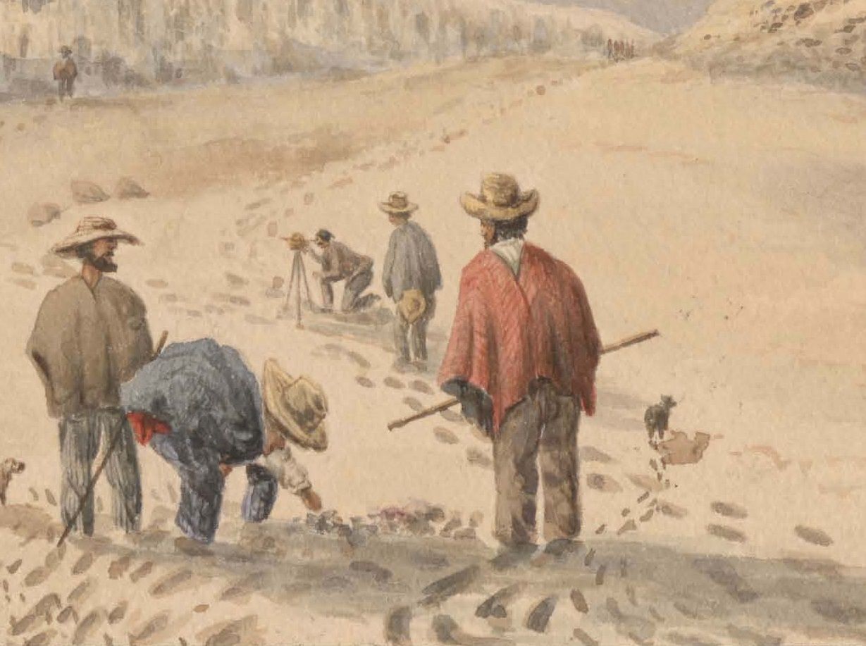 Detalle de la lámina de la Comisión corográfica de la mesa de Herve, Ruíz, Tolima, Santa Isabel y gran cráter, en la provincia de Córdoba, hecha por Henry Price
