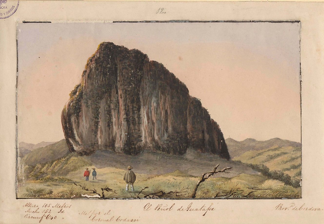Lámina de la comisión corográfica del peñol de Guatapé, en la provincia de Córdoba, una acuarela de Henry Price