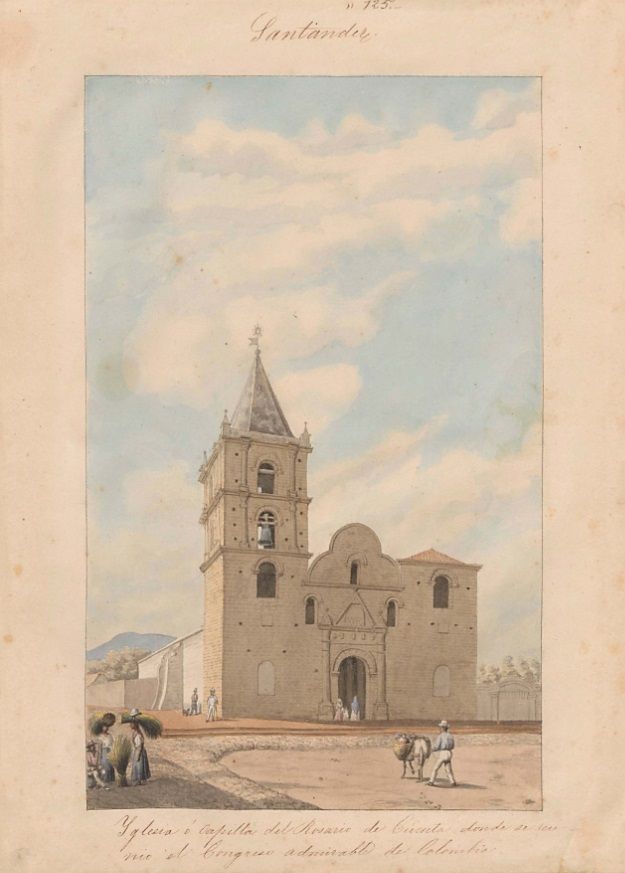 Lámina de la comisión corográfica de la iglesia o capilla del Rosario de Cúcuta, hacha por Carmelo Fernández