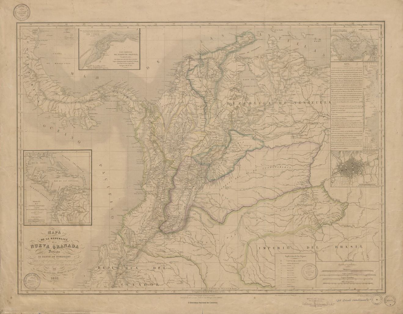 Mapa de la Republica de la Nueva Granada de 1858