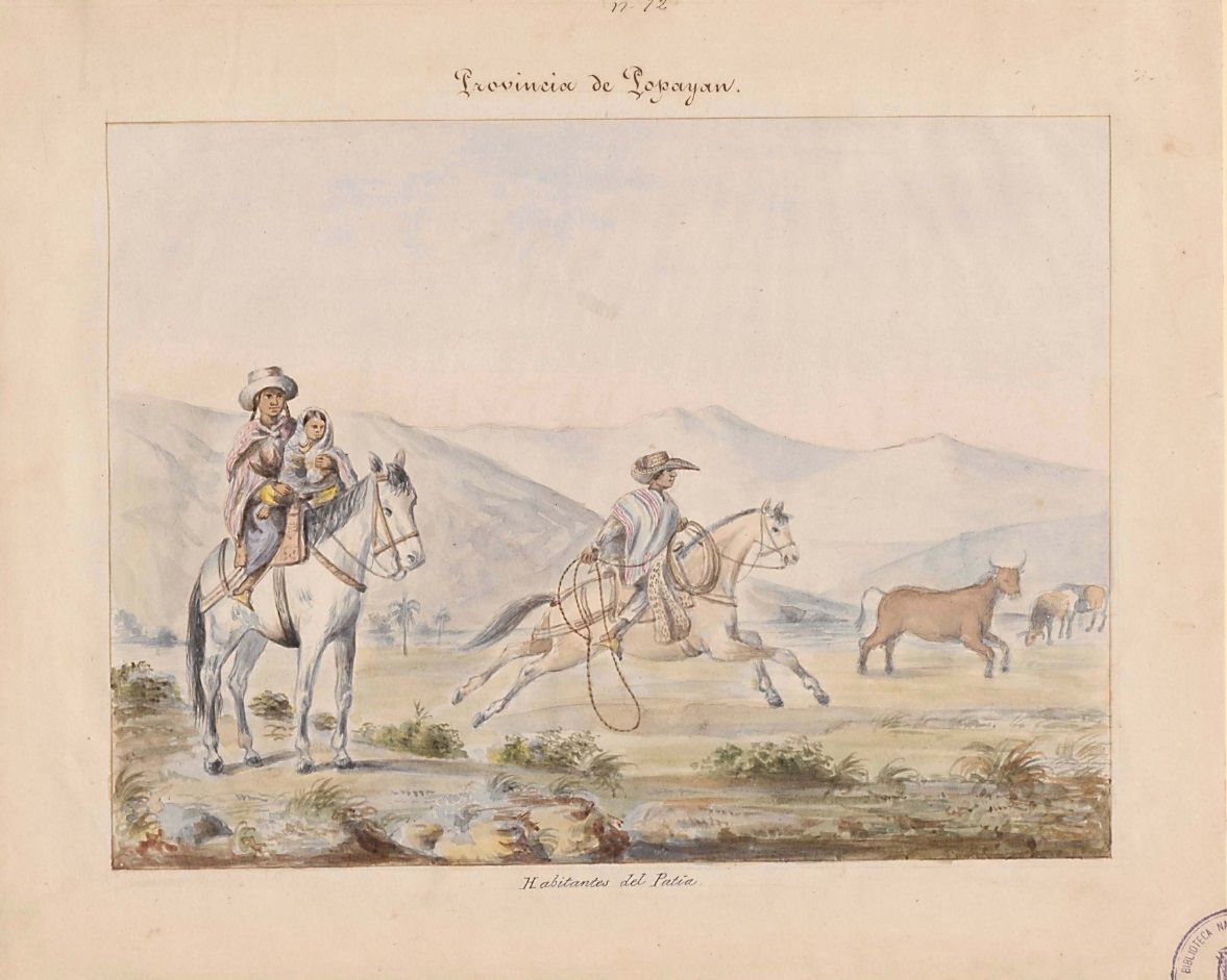 Lámina de la comisión corográfica de los habitantes del Patía, provincia de Popayán, por Manuel María Paz